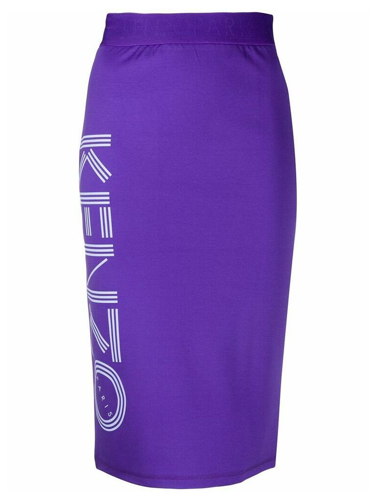 Kenzo logo print pencil skirt - PURPLE