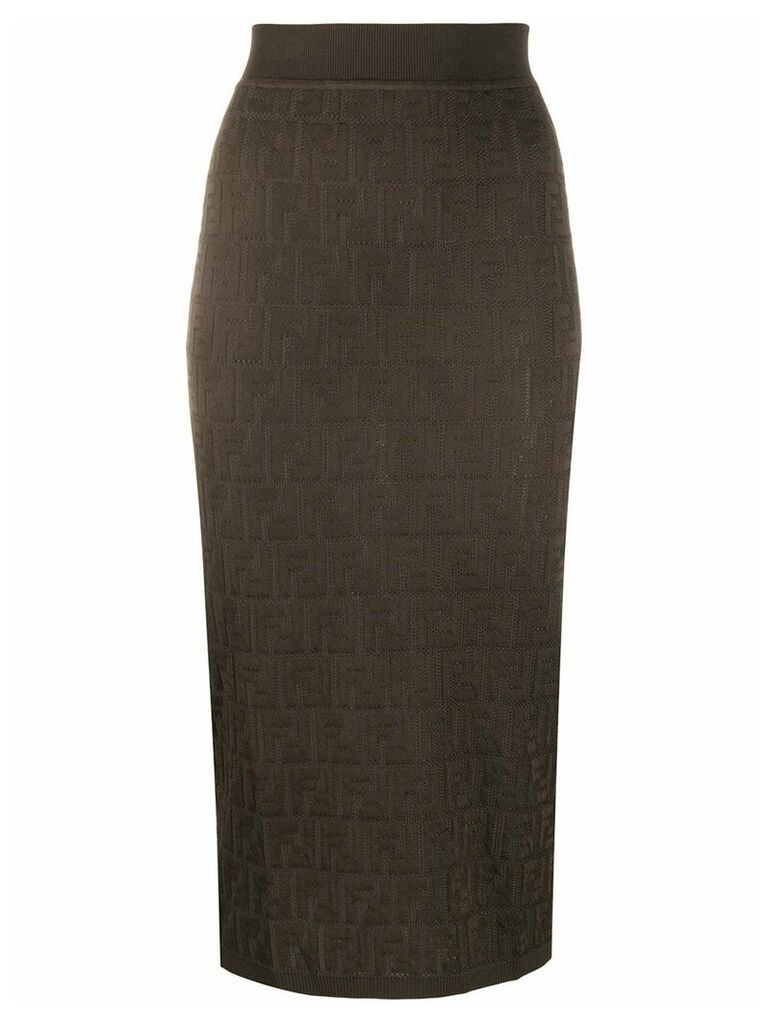 Fendi FF-pattern knitted skirt - Brown