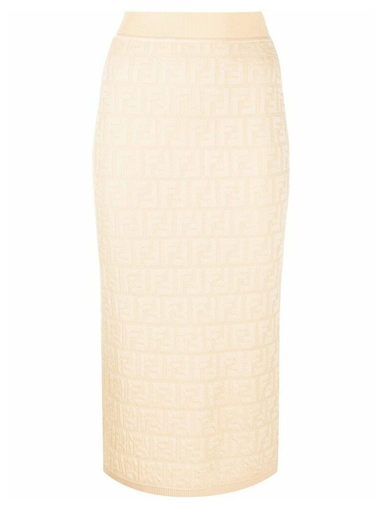 Fendi FF-pattern knitted skirt - NEUTRALS