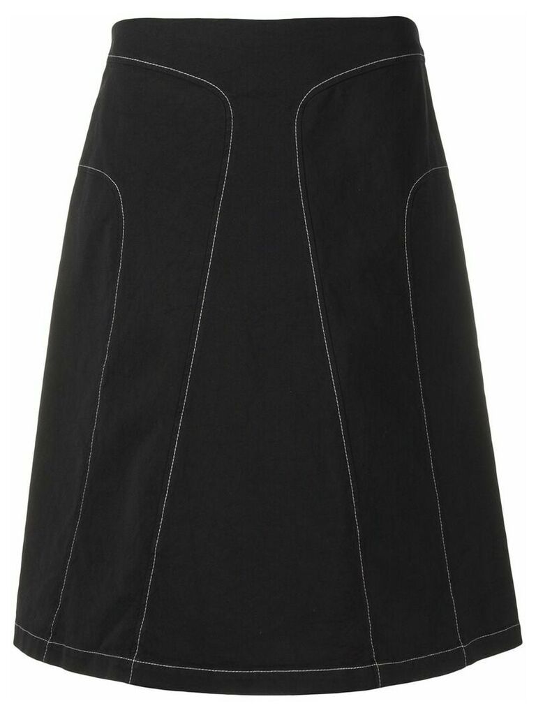 Jil Sander Pre-Owned 2000s contrast stitching A-line skirt - Black