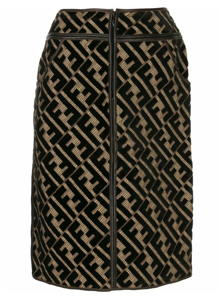 Fendi Pre-Owned Zucca pattern straight-fit skirt - Black