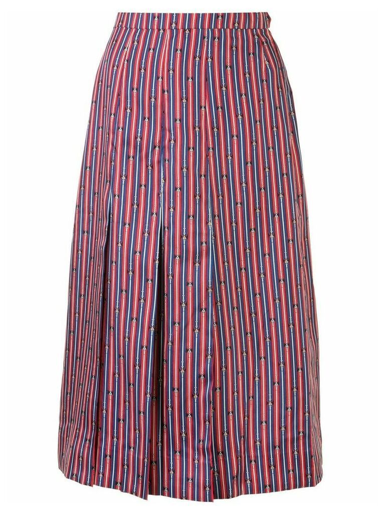 Hermès pre-owned bridle print pleated skirt - Red