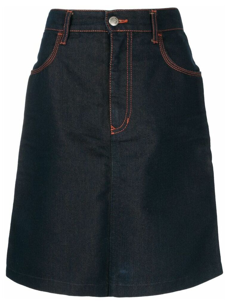 Fendi Pre-Owned stitch details denim skirt - Blue