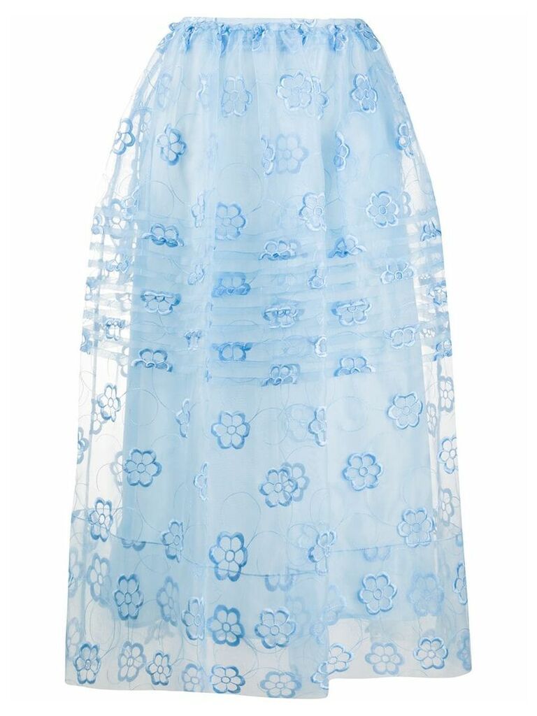 Simone Rocha embroidered floral midi skirt - Blue