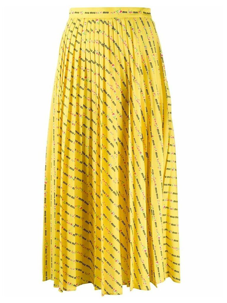 Miu Miu Miu Miu Flower pleated skirt - Yellow