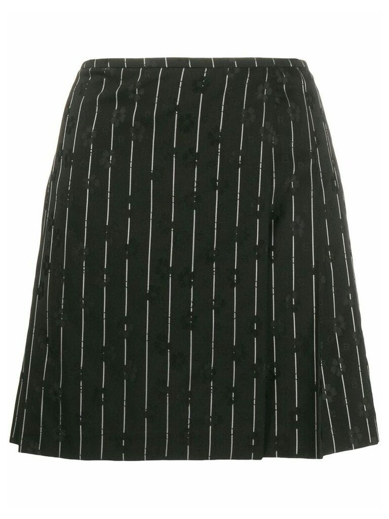 McQ Alexander McQueen pinstripe floral embroidered skirt - Black