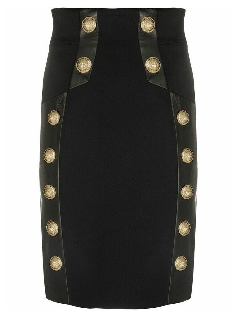 Balmain embossed-buttons fitted skirt - Black