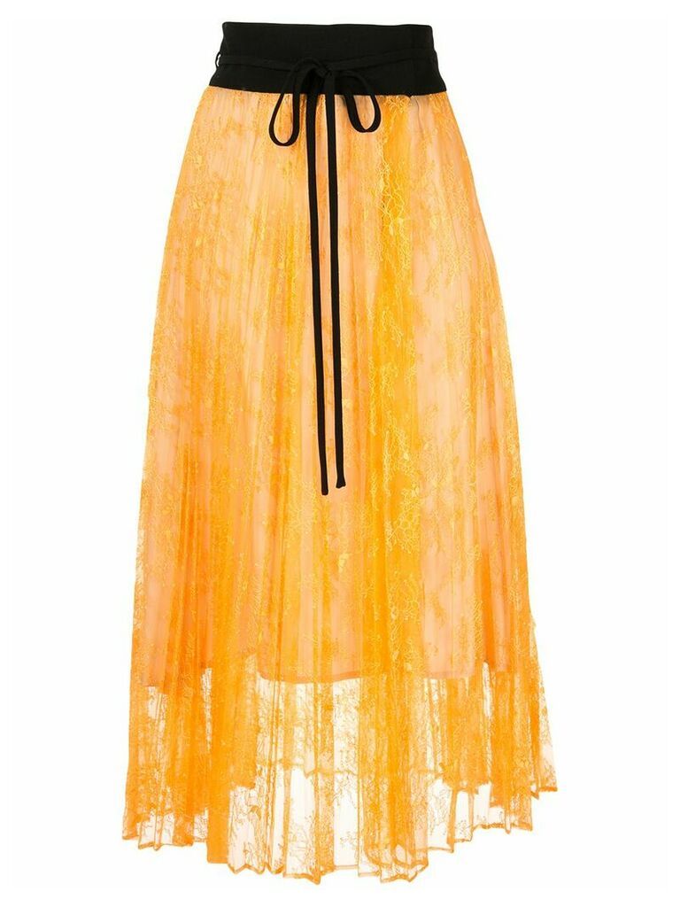 Mame Kurogouchi pleated midi skirt - ORANGE