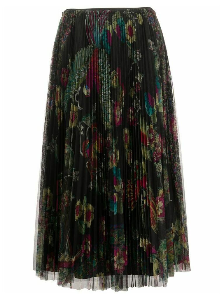RedValentino pleated floral-print skirt - Black
