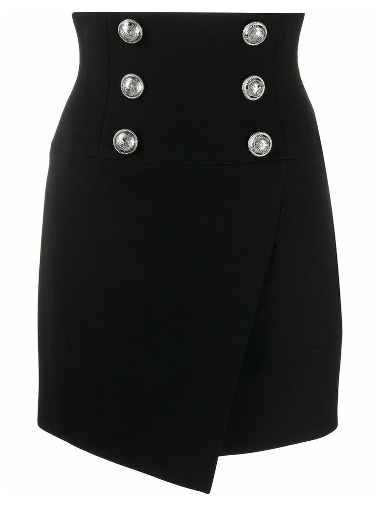 Balmain asymmetric button-embellished skirt - Black