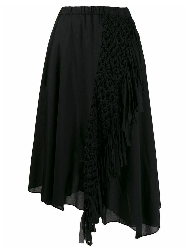 Zucca macramé braided asymmetric skirt - Black