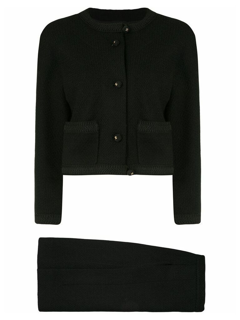 Chanel Pre-Owned woven collarless skirt suit - Black