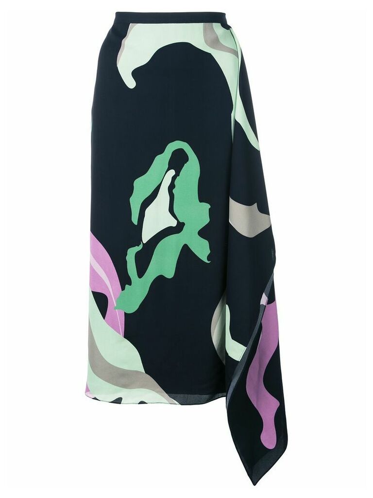 Tibi ant farm print asymmetric skirt - Blue