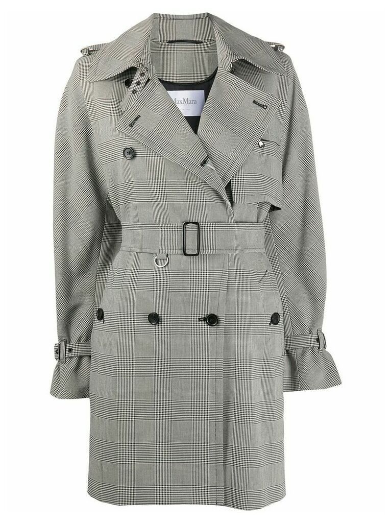 Max Mara double breasted check trench coat - Black