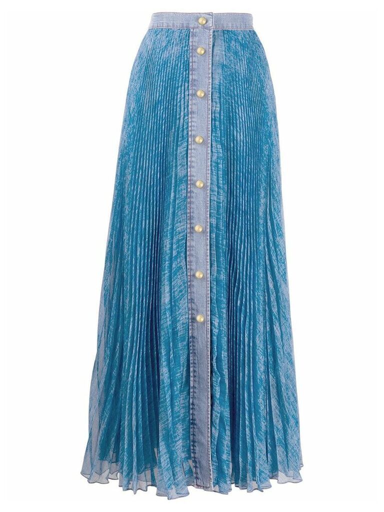 Philosophy Di Lorenzo Serafini pleated denim-trimmed skirt - Blue