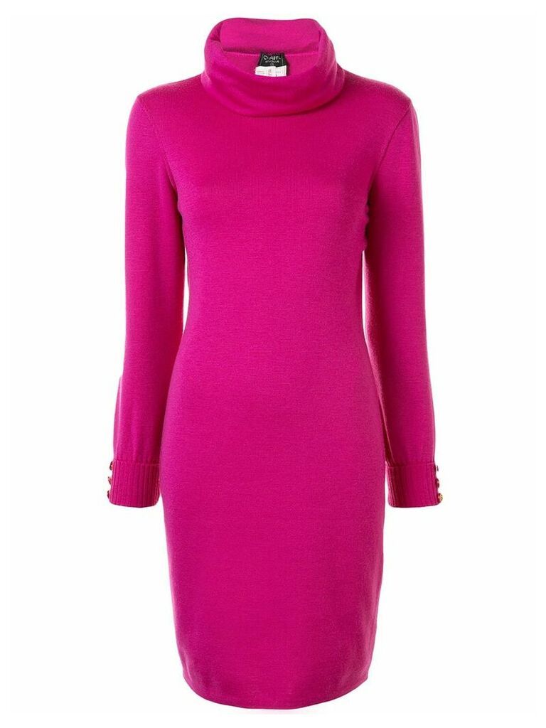 Chanel Pre-Owned funnel neck knitted dress - PINK