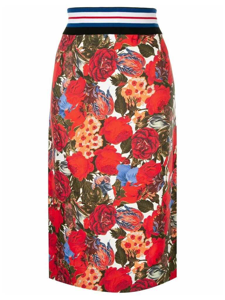 Marni floral print midi skirt - Red
