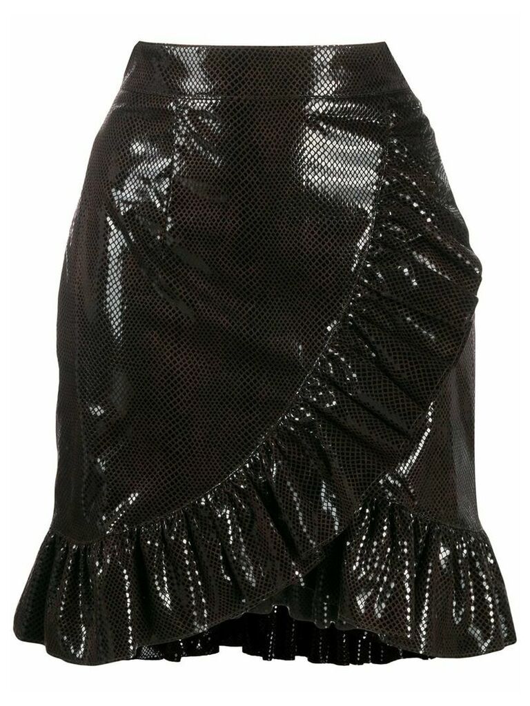MSGM ruffled snakeskin-effect skirt - Black