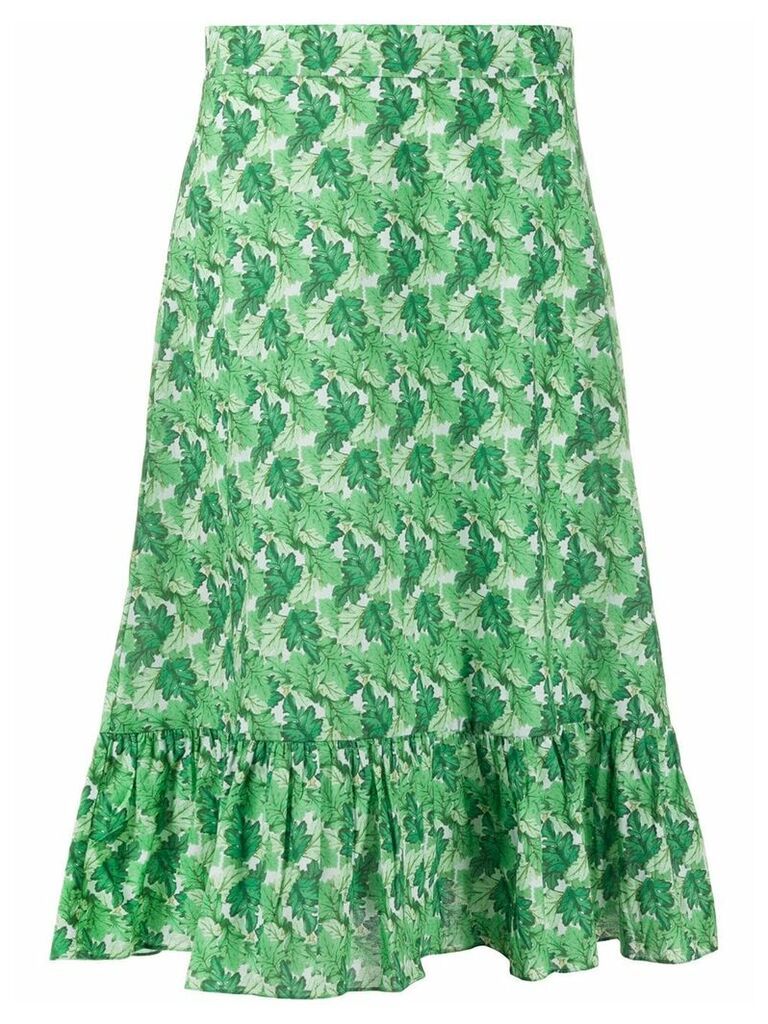 Adriana Degreas high waisted leaf print skirt - Green