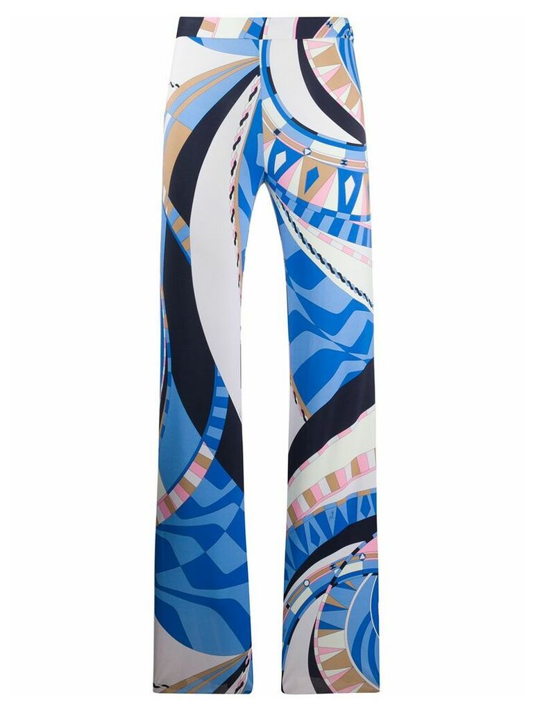 Emilio Pucci abstract-print trousers - Blue