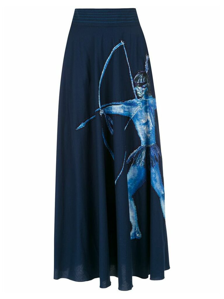 Isolda midi Arara Azul skirt - Blue