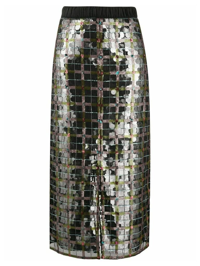Marco De Vincenzo tartar check sequin pattern skirt - SILVER