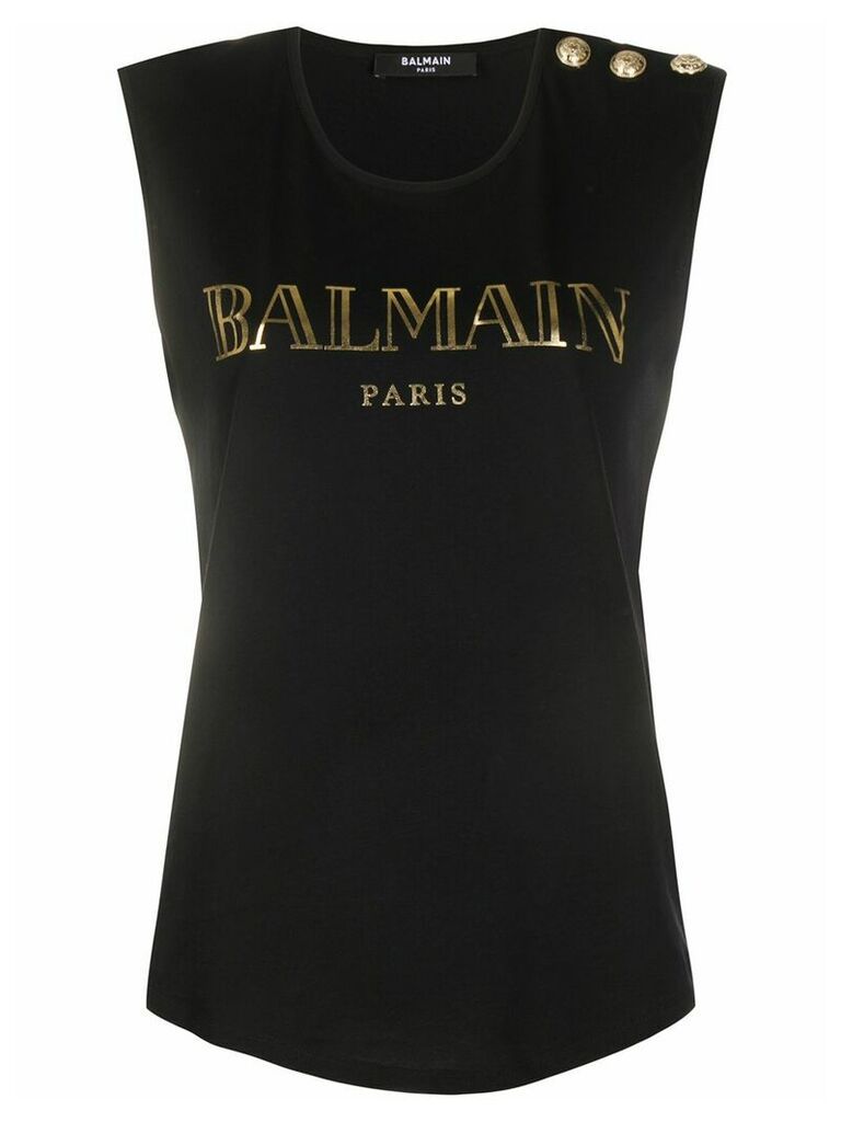 Balmain logo print vest - Black