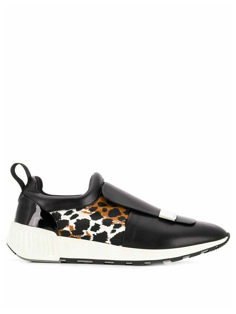 Sergio Rossi leopard print running sneakers - Black
