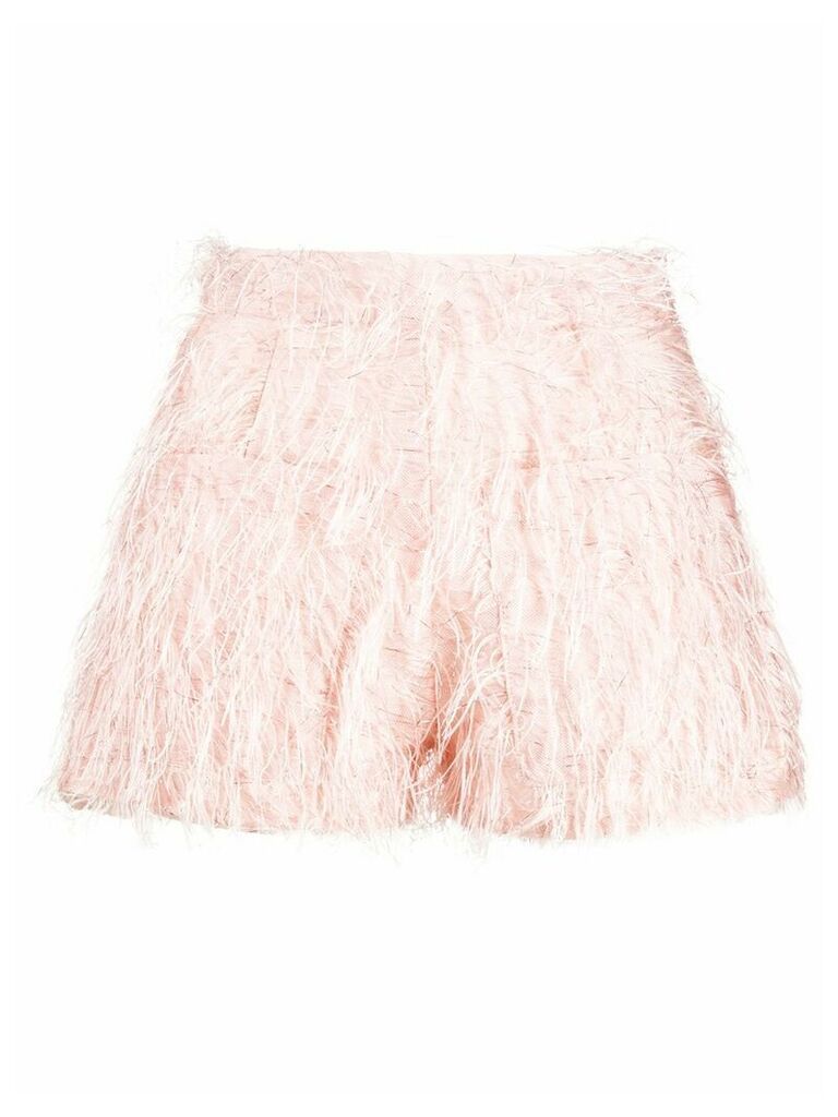 Loulou feather-embellished shorts - PINK