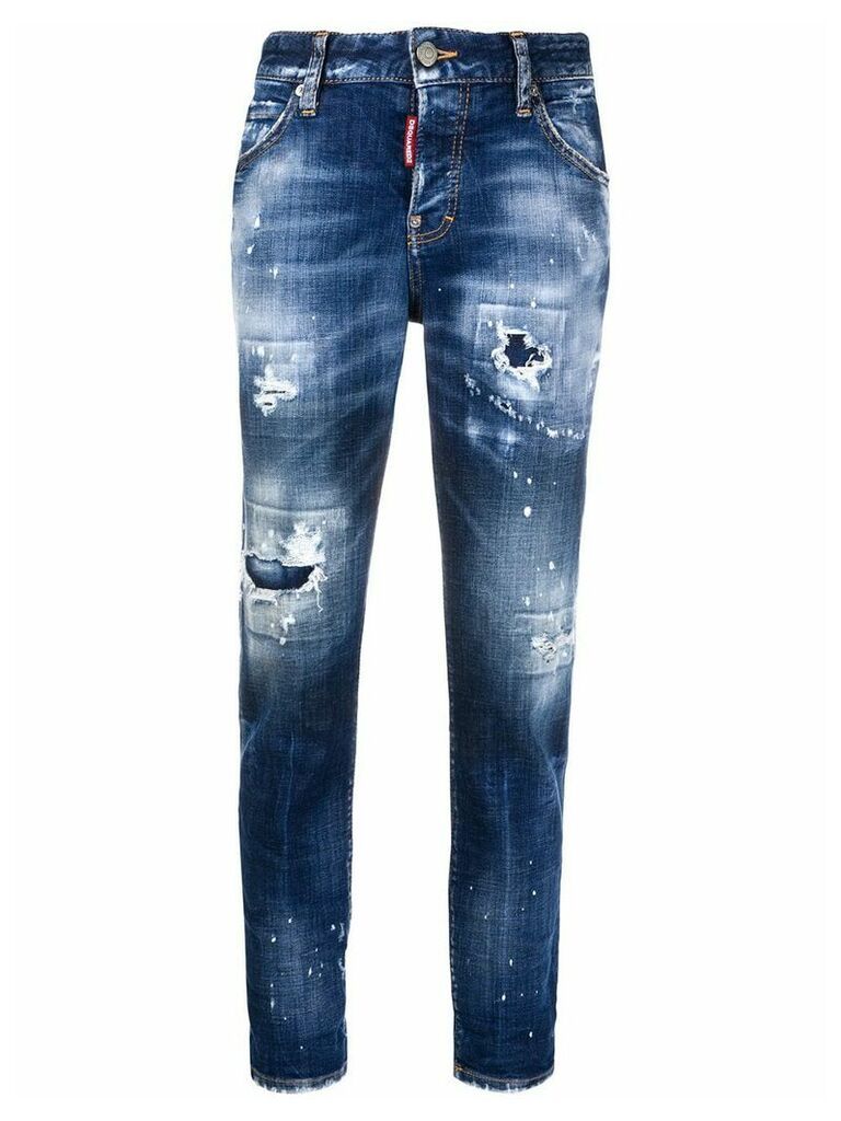 Dsquared2 turn-up distressed jeans - Blue