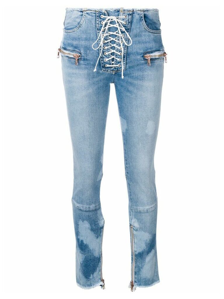 UNRAVEL PROJECT lace up skinny jeans - Blue