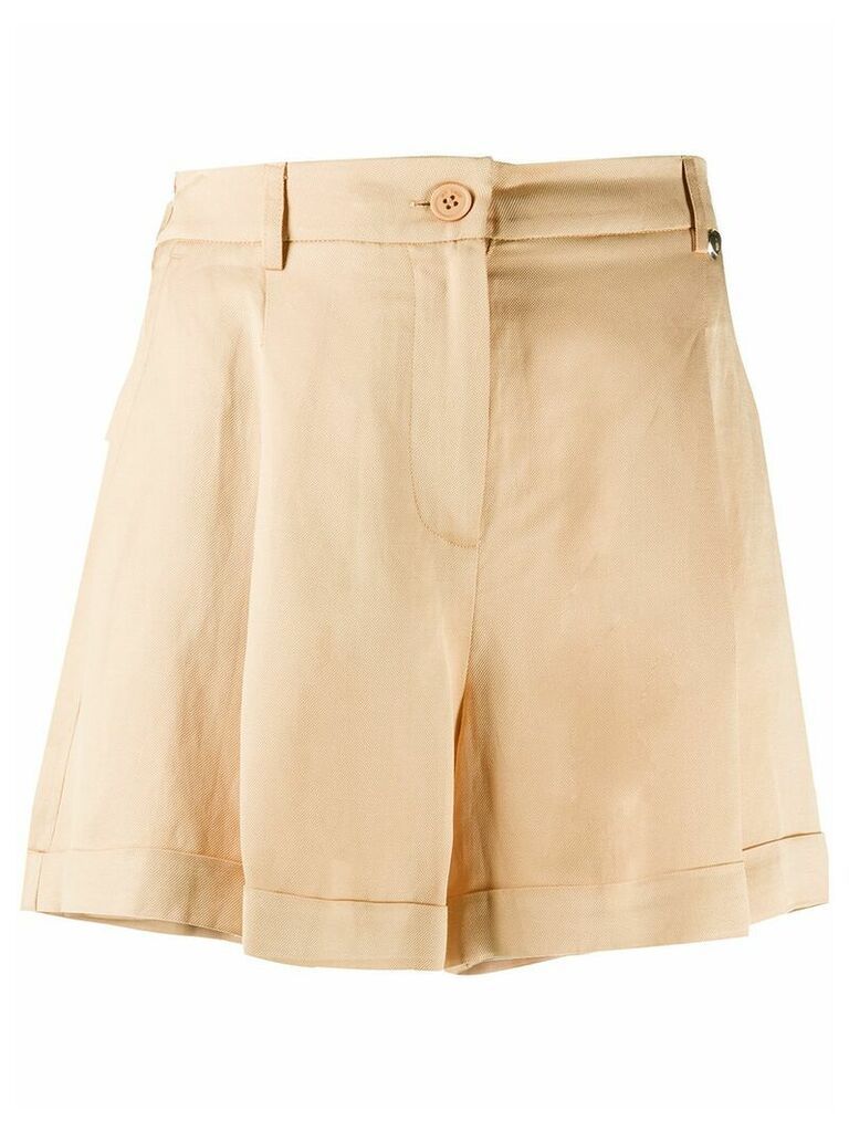 Twin-Set high-waisted crinkled effect shorts - Neutrals