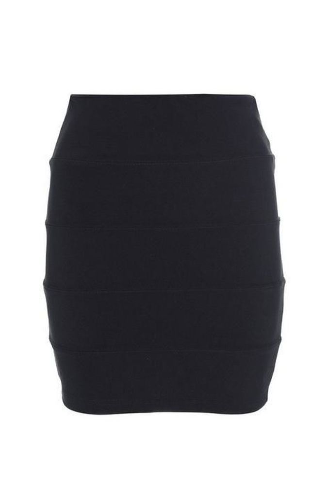 Quiz Black Ribbed Bodycon Skirt