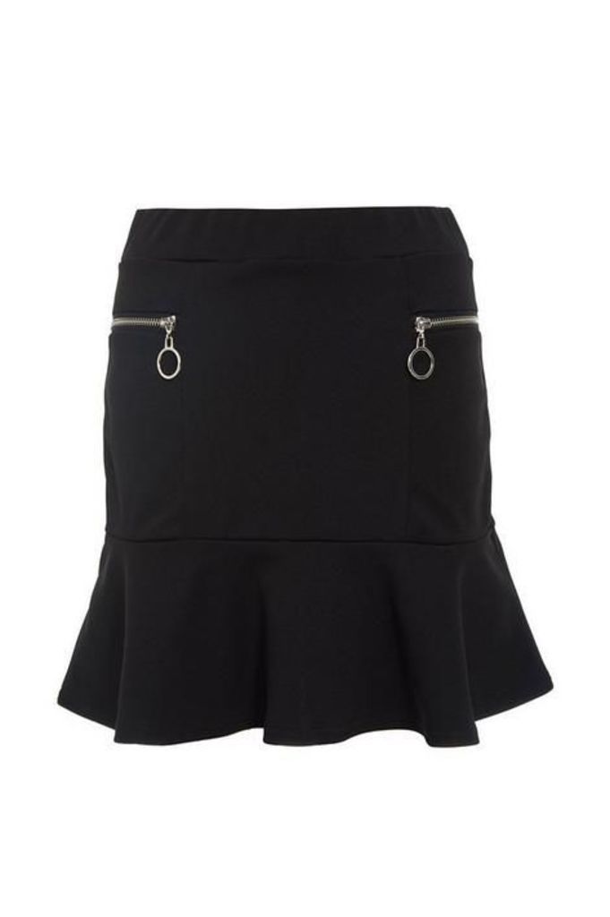 Quiz Black Frill Zip Skirt