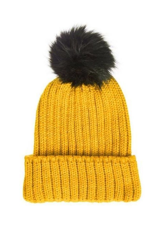 Quiz Mustard Knit Pom Hat
