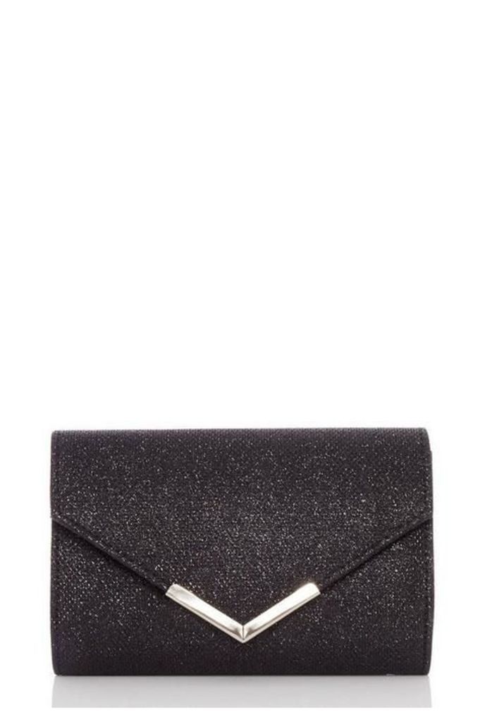 Quiz Black Shimmer Envelope Bag