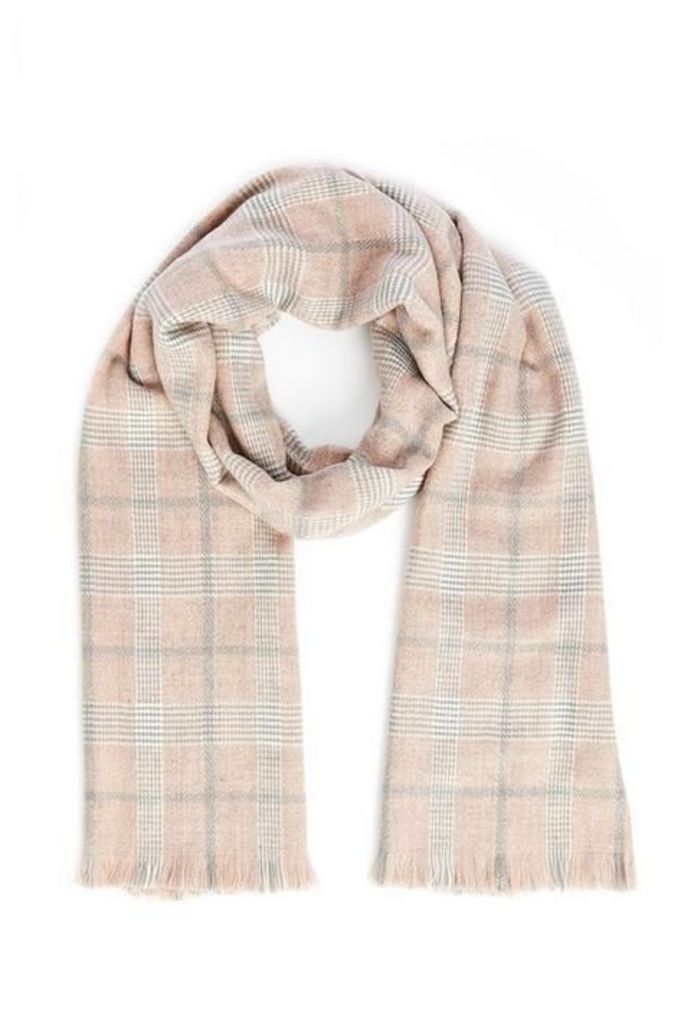 Quiz Pink Check Knit Scarf