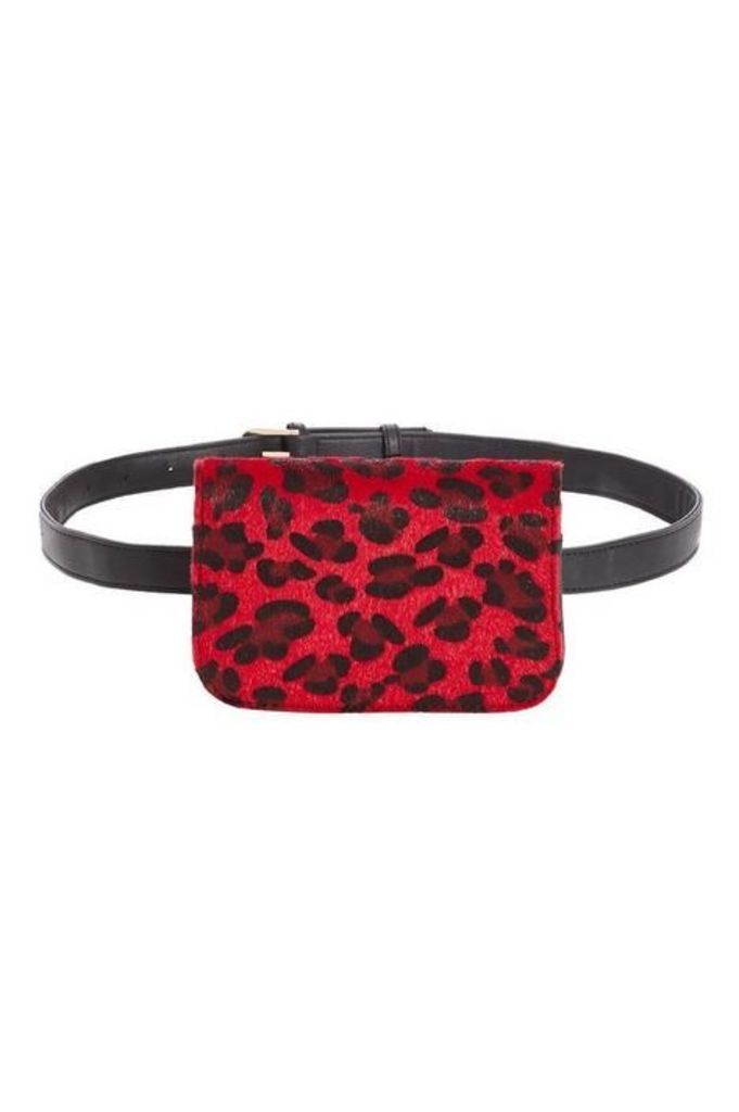 Quiz Red Leopard Print Belt Bag