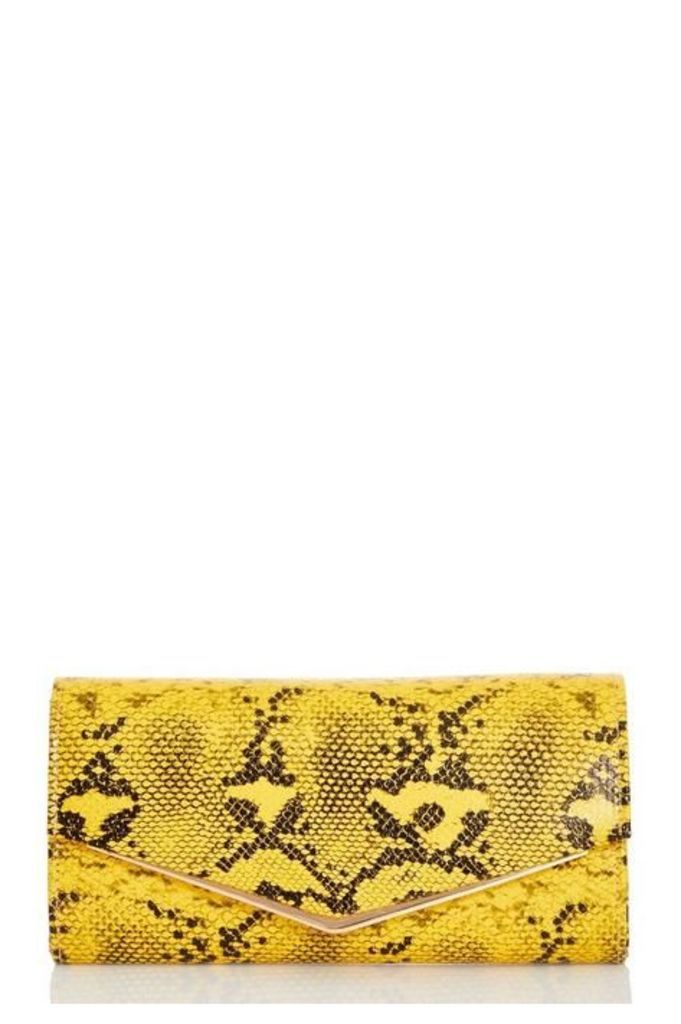 Quiz Yellow Snake Print Envelope Bag
