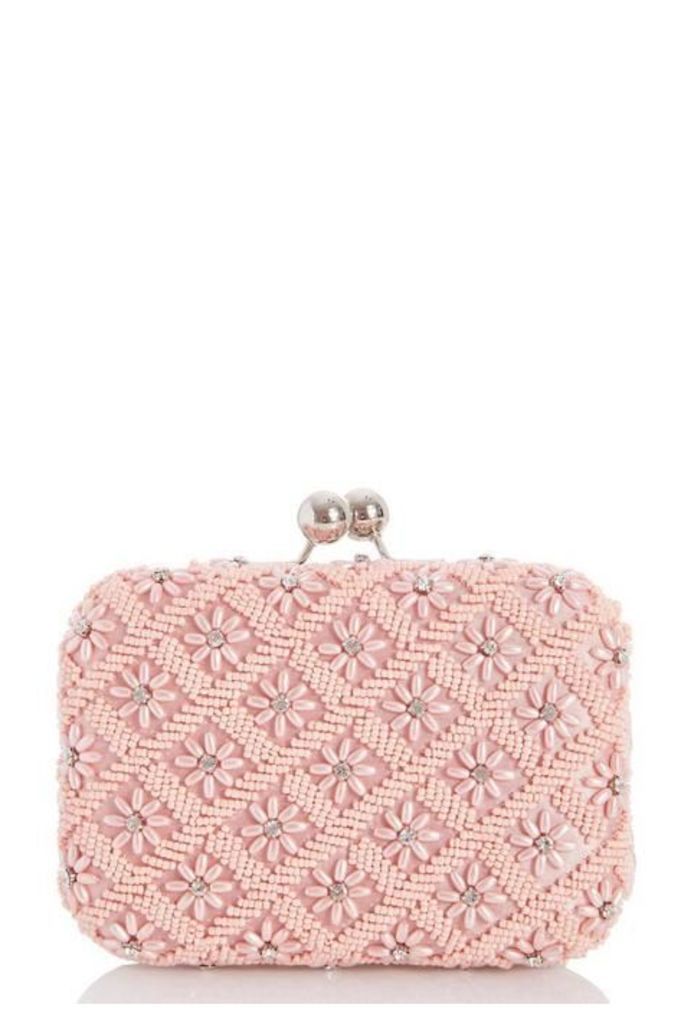 Quiz Pink Flower Pearl Bead Bag