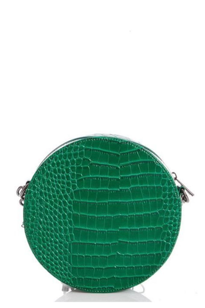 Quiz Green Faux Leather Circle Bag