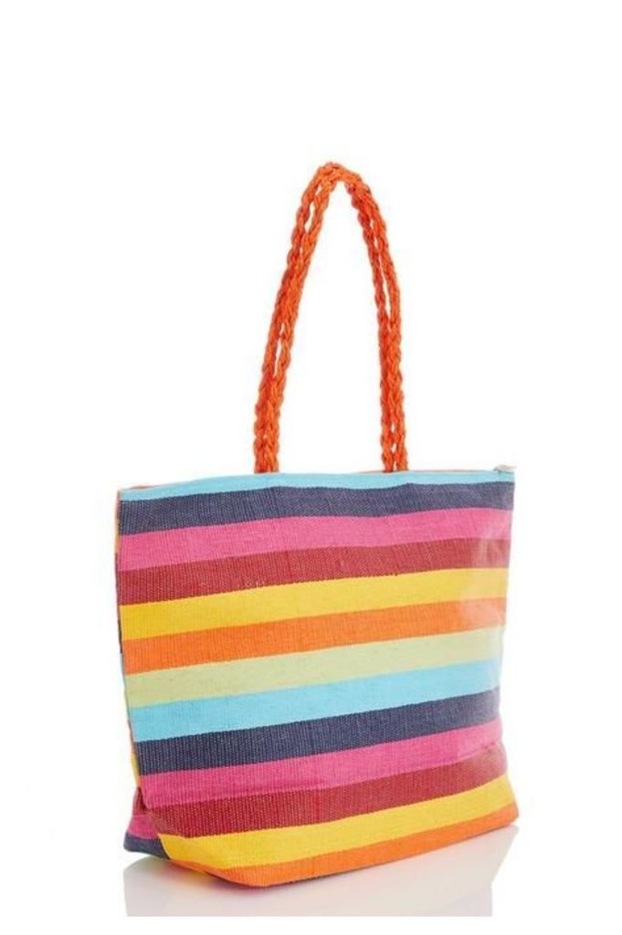 Quiz Multicoloured Stripe Beach Bag