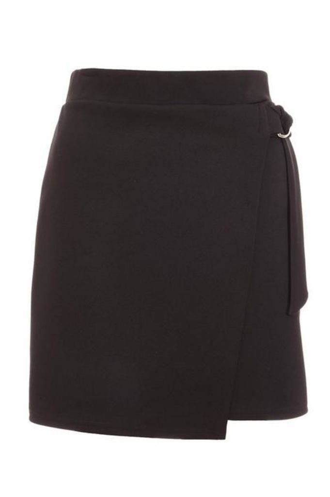 Quiz Black Wrap D-Ring Skirt