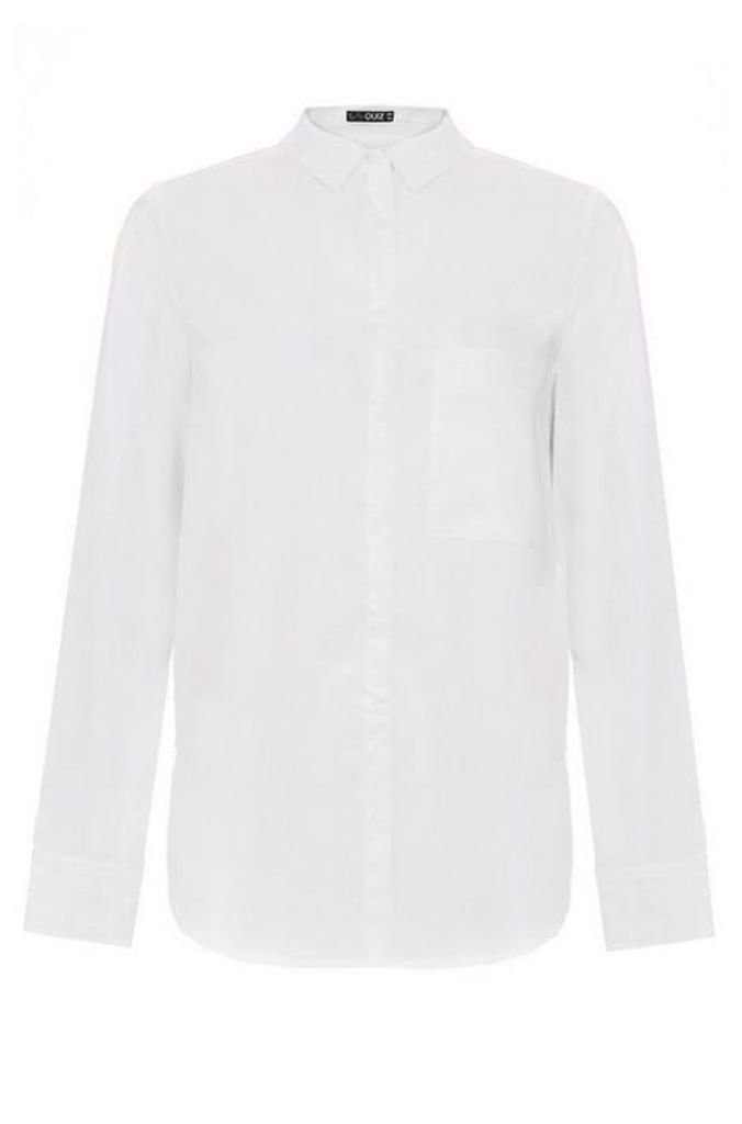 Quiz White Cotton Long Sleeve Shirt
