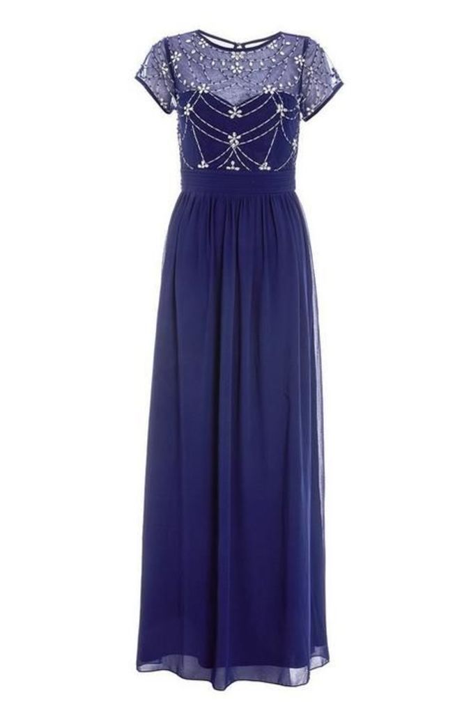Quiz Navy And Silver Embellished Maxi Dress