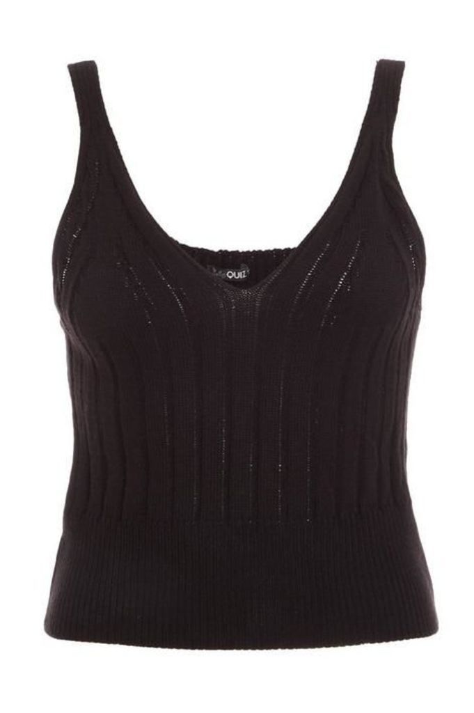 Quiz Black Knitted Tank Top