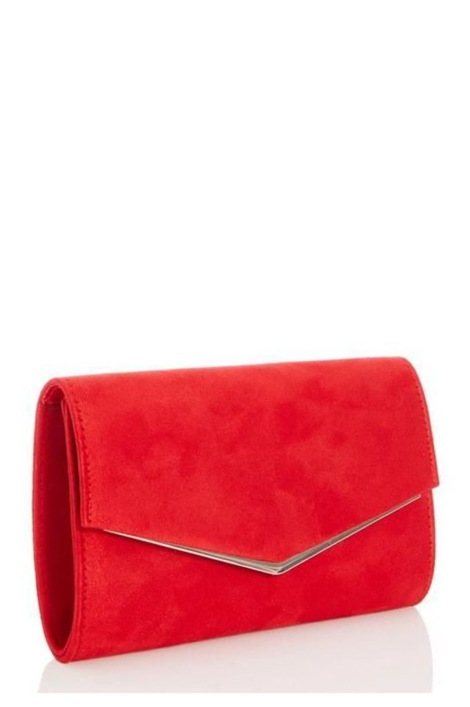 Quiz Red Faux Suede Envelope Bag