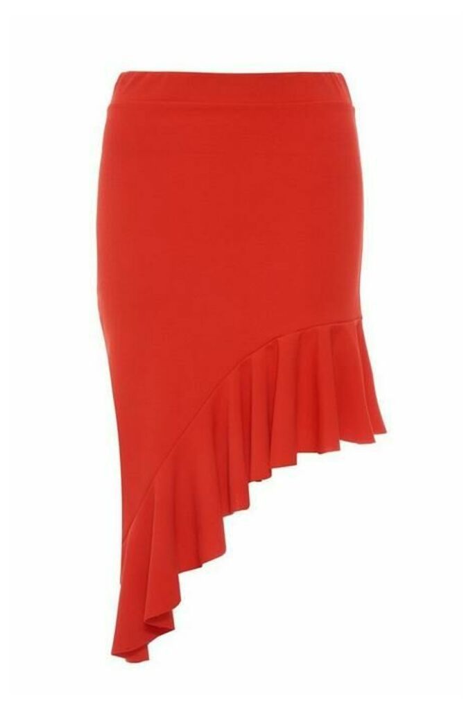 Quiz Red Asymmetrical High Waist Skirt