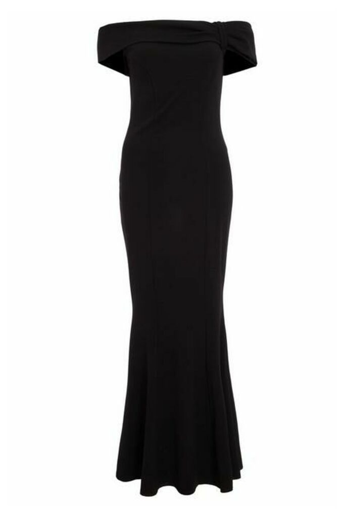 Quiz Black Bardot Fishtail Maxi Dress