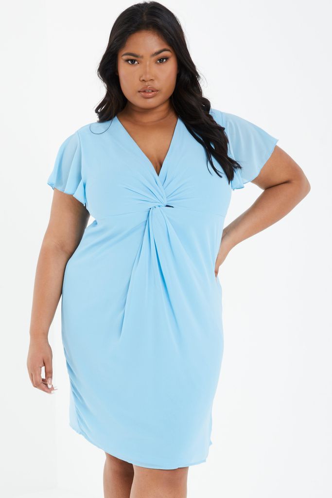 Women's Quiz Curve Blue Knot Front Dress Size 16